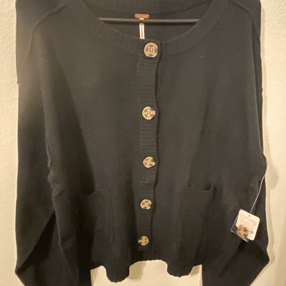 Free People Black Oversized Cardigan Sweater